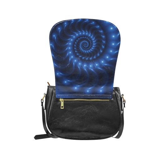 Glossy Blue Fractal Spiral Classic Saddle Bag/Small (Model 1648)