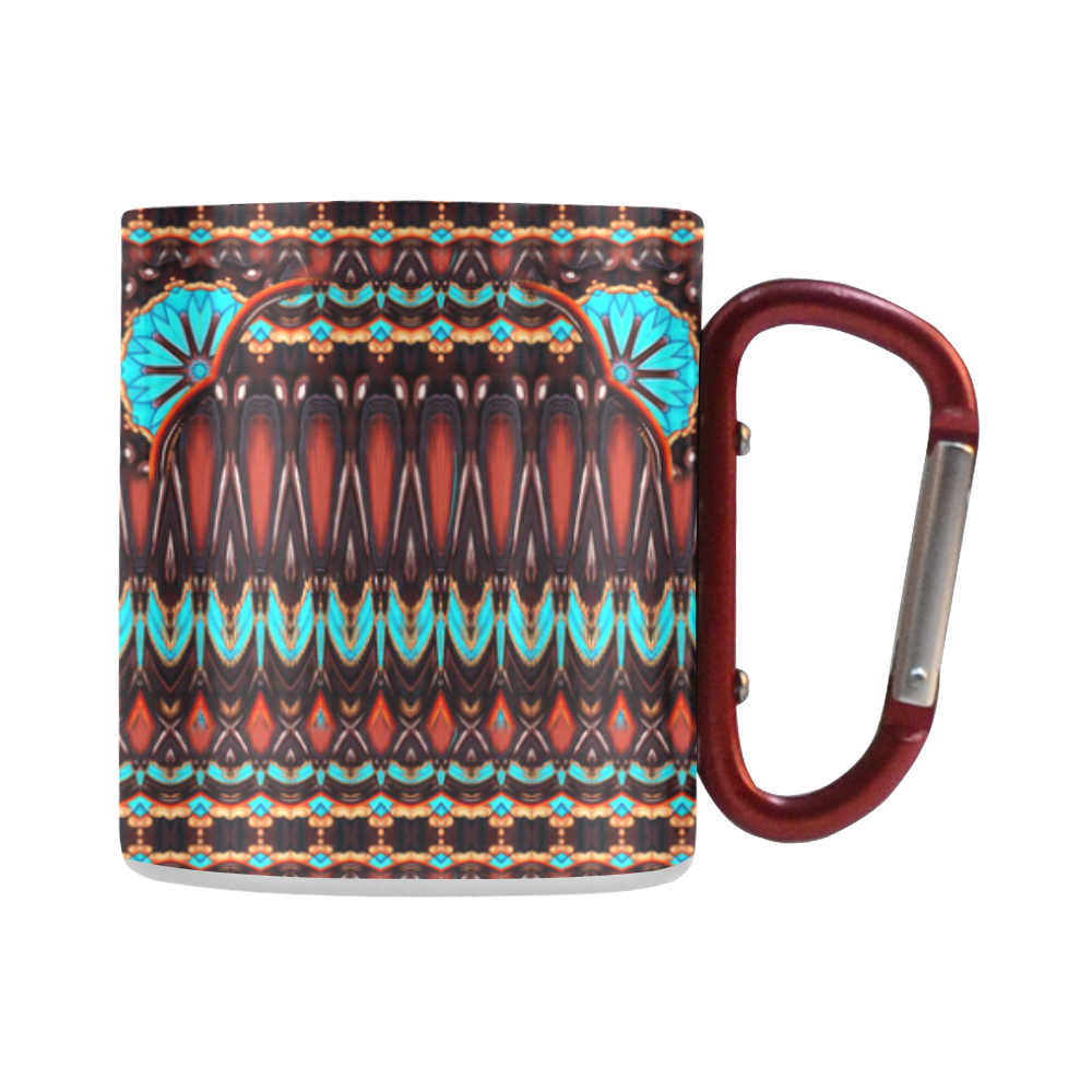 K172 Wood and Turquoise Abstract Pattern Classic Insulated Mug(10.3OZ)