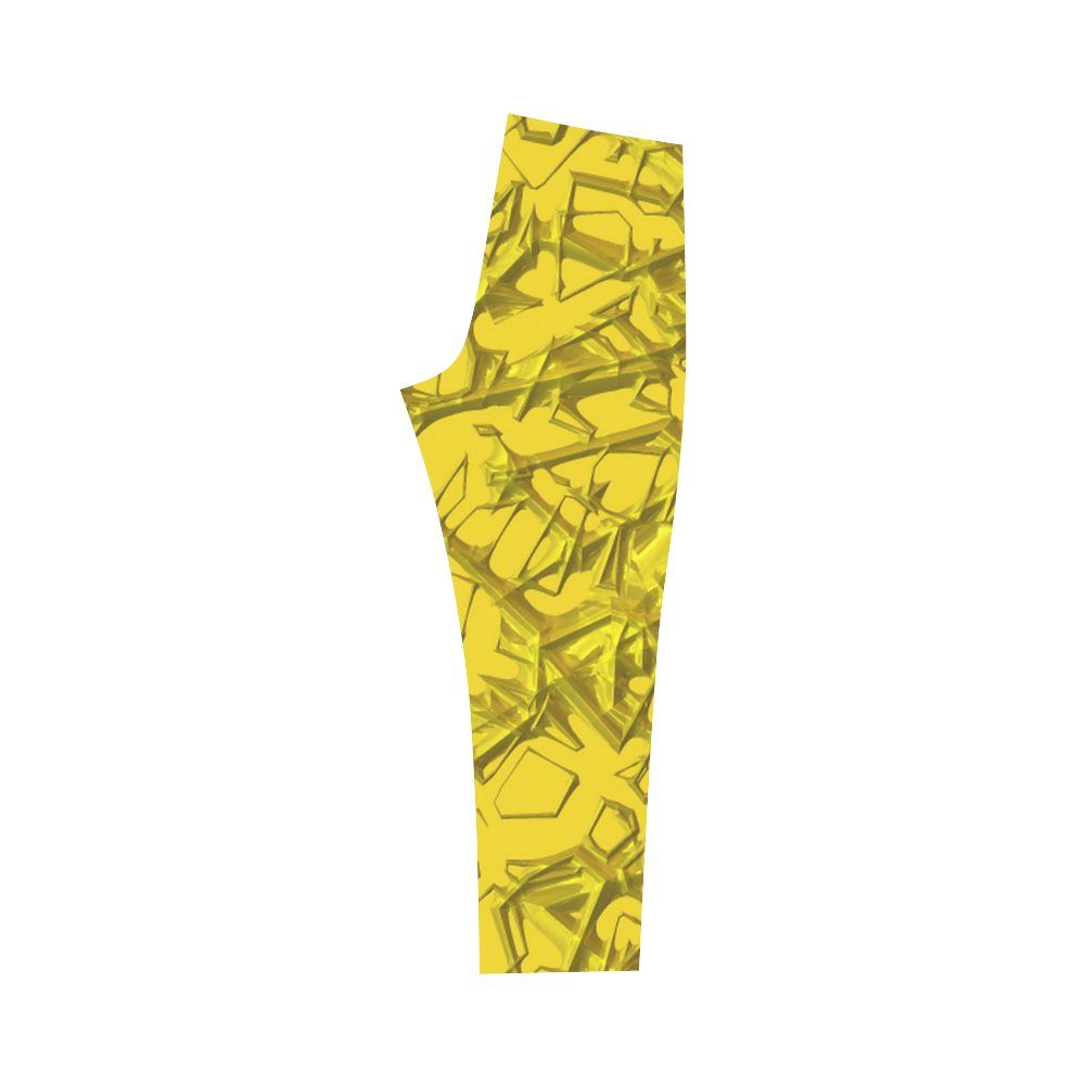 Thorny abstract,golden Capri Legging (Model L02)