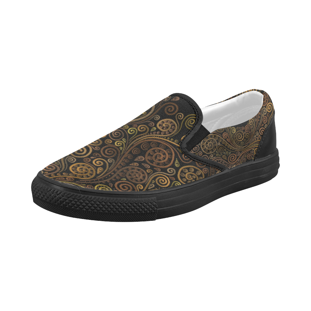 White Gold Pineapple Print Women Canvas Slip On Shoes