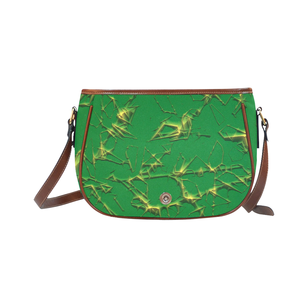 Thorny abstract,green Saddle Bag/Large (Model 1649)