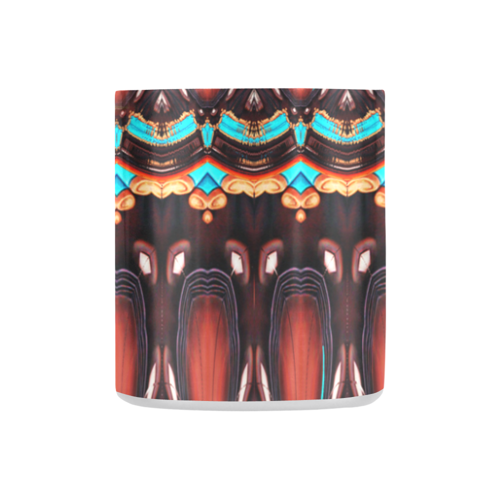 K172 Wood and Turquoise Abstract Classic Insulated Mug(10.3OZ)
