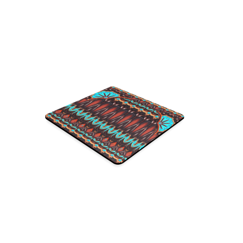 K172 Wood and Turquoise Abstract Square Coaster