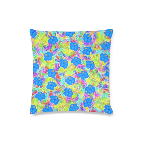 Pretty Blue Hawaiian Flowers Pattern Custom Zippered Pillow Case 16"x16"(Twin Sides)