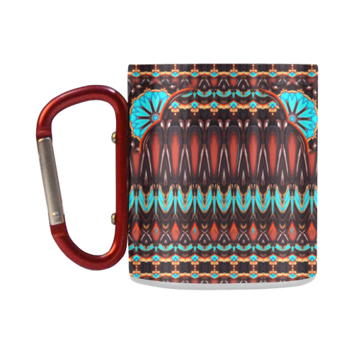 K172 Wood and Turquoise Abstract Pattern Classic Insulated Mug(10.3OZ)