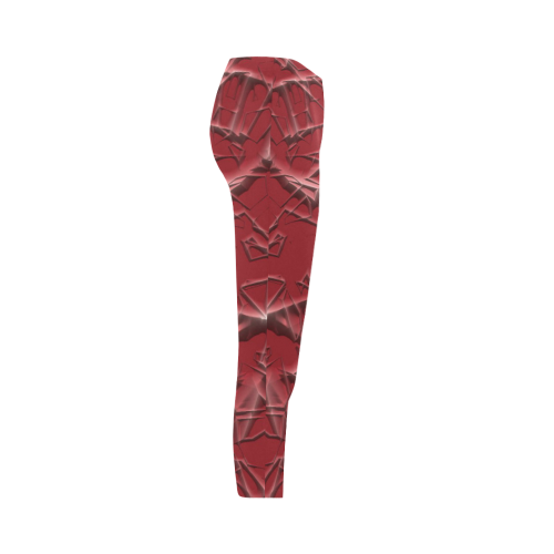 Thorny abstract,red Capri Legging (Model L02)