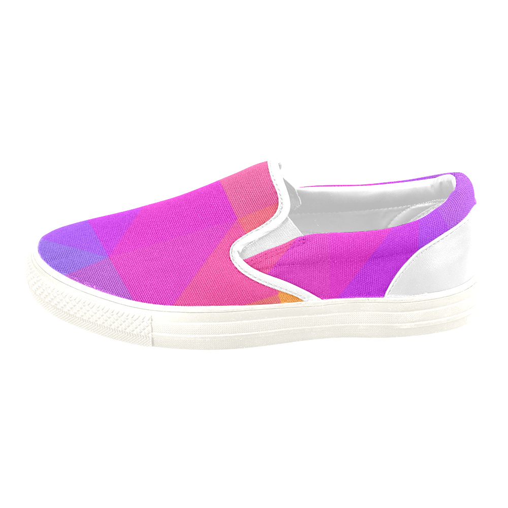 Triangle Rainbow Abstract Women's Unusual Slip-on Canvas Shoes (Model 019)
