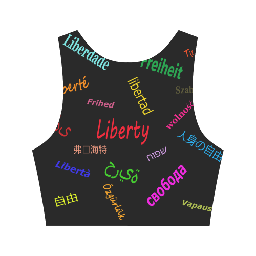 Freedom in several languages Women's Crop Top (Model T42)