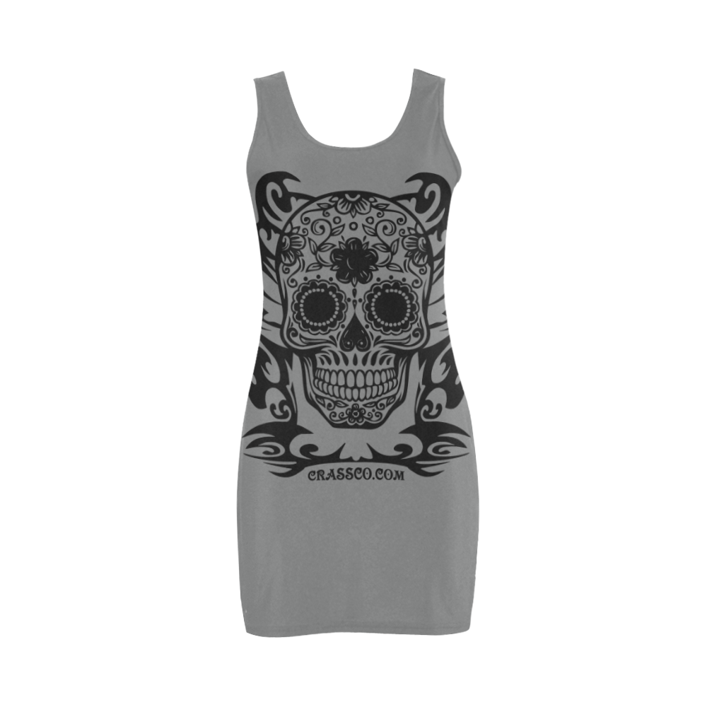 Skull Flowers Grey Medea Vest Dress (Model D06)