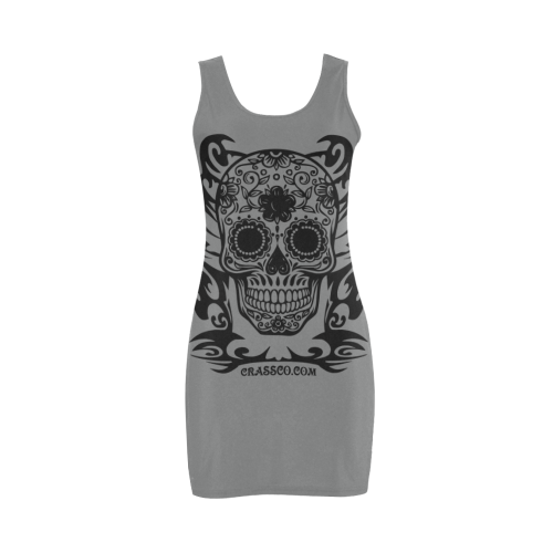 Skull Flowers Grey Medea Vest Dress (Model D06)