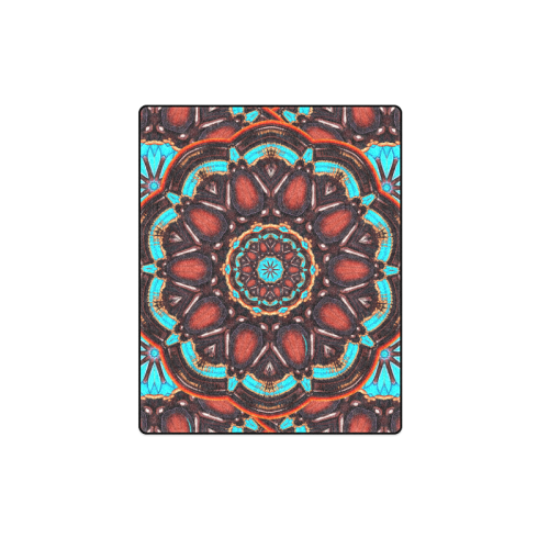 K172 Wood and Turquoise Abstract Blanket 40"x50"