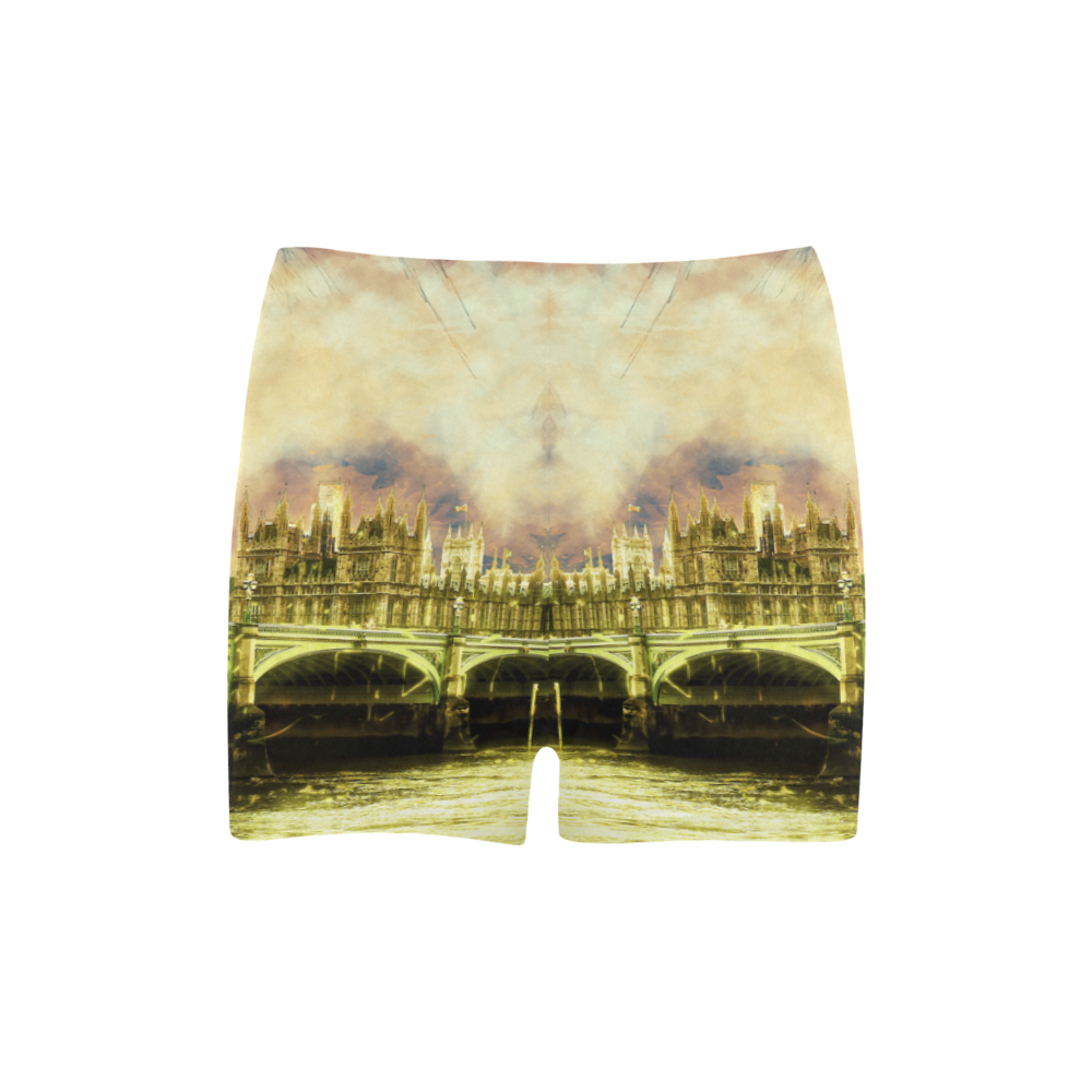 Abstract Golden Westminster Bridge in London Briseis Skinny Shorts (Model L04)