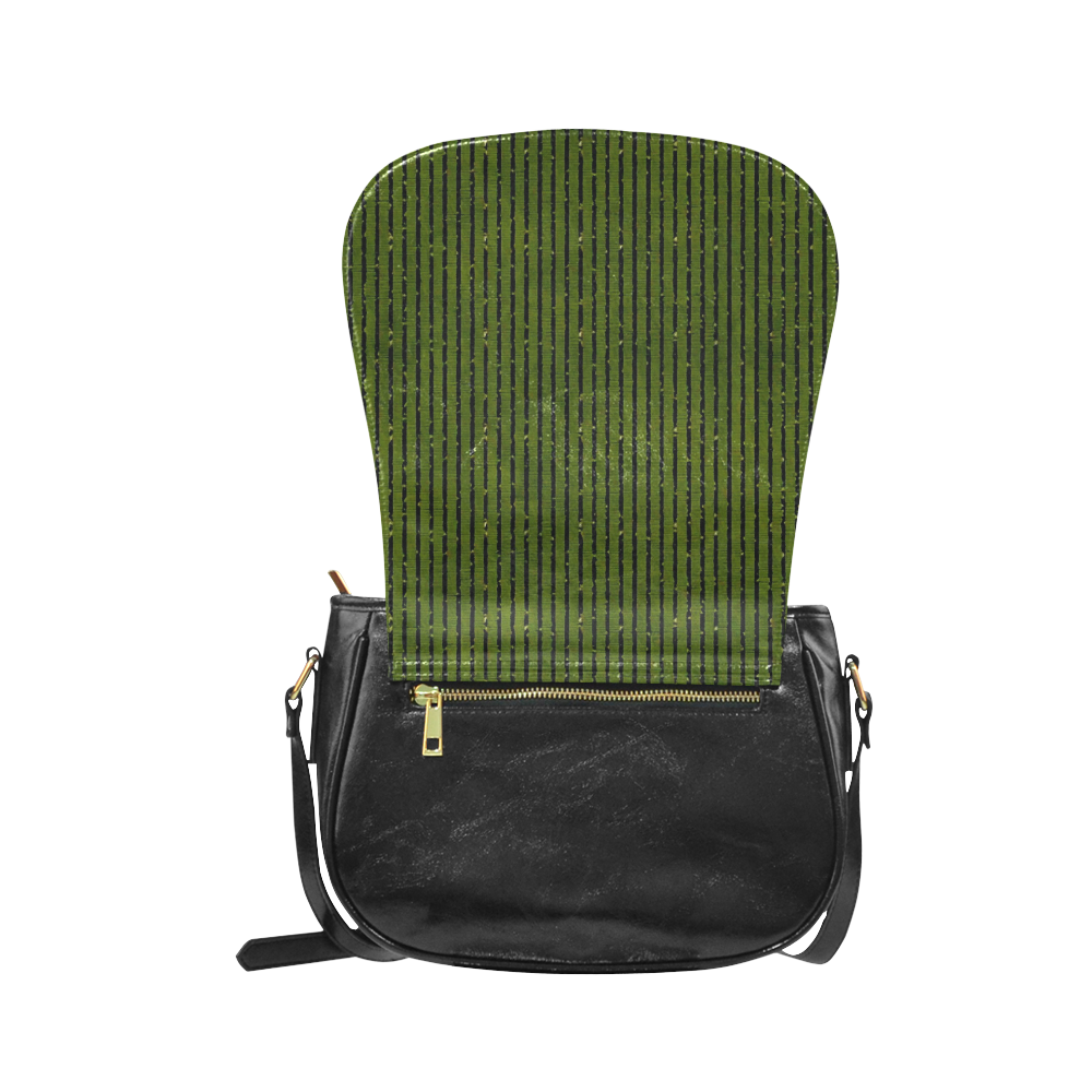 Green Glitter Stripe Classic Saddle Bag/Large (Model 1648)