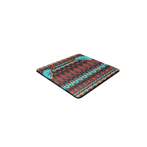 K172 Wood and Turquoise Abstract Square Coaster