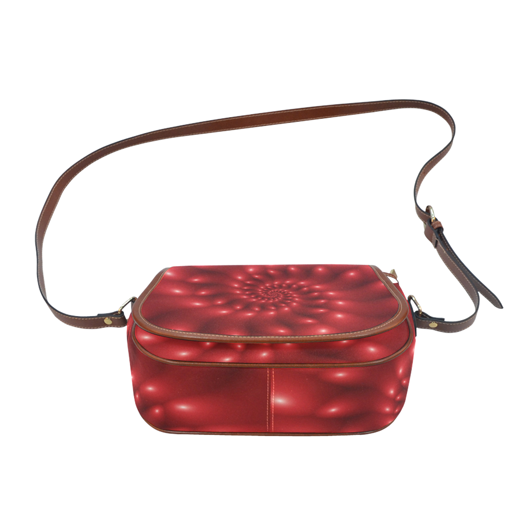 Glossy Red Spiral Fractal Saddle Bag/Small (Model 1649) Full Customization