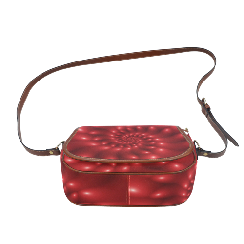 Glossy Red Spiral Fractal Saddle Bag/Small (Model 1649) Full Customization