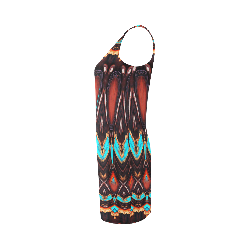 K172 Wood and Turquoise Abstract Medea Vest Dress (Model D06)
