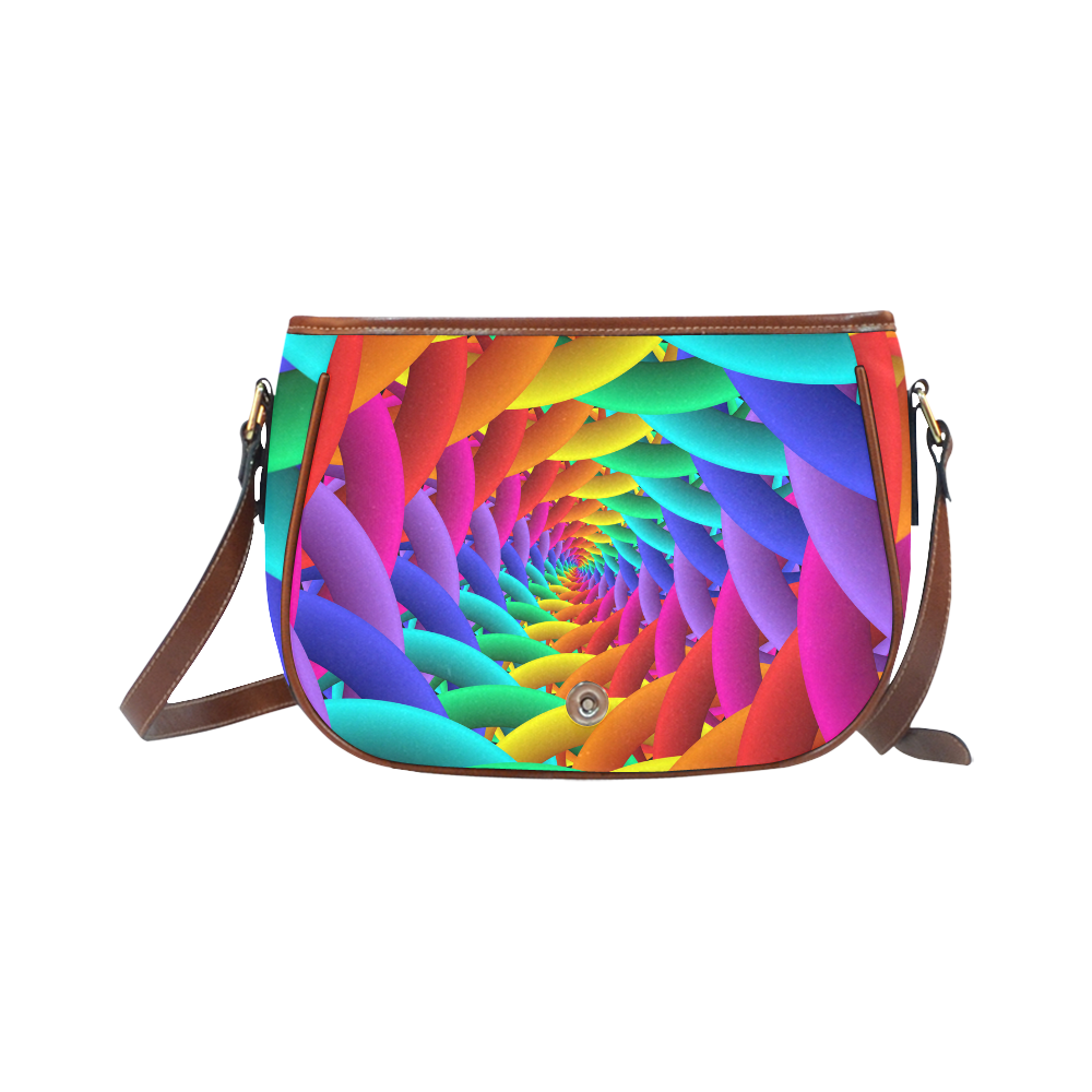 Psychedelic Rainbow Spiral Saddle Bag/Small (Model 1649) Full Customization