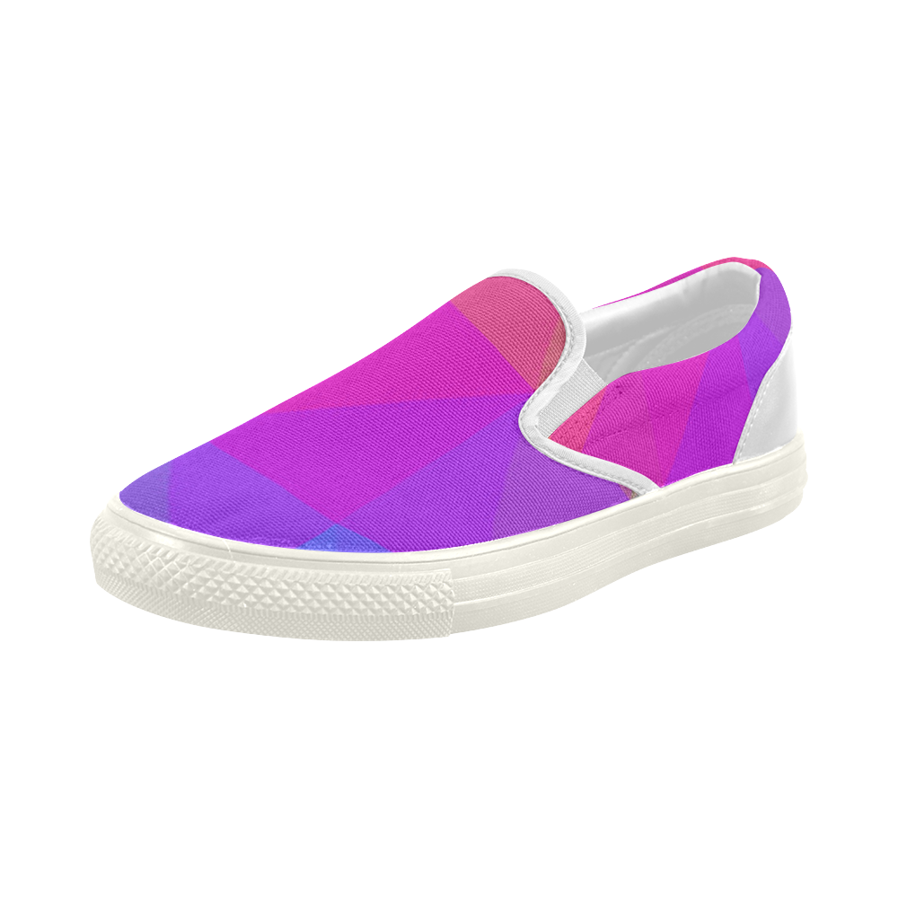 Triangle Rainbow Abstract Women's Slip-on Canvas Shoes (Model 019)