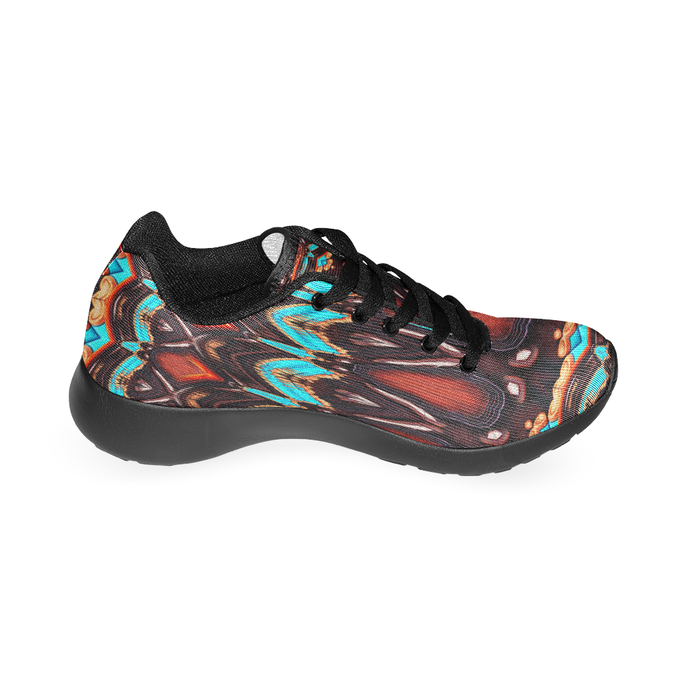 K172 Wood and Turquoise Abstract Men’s Running Shoes (Model 020)