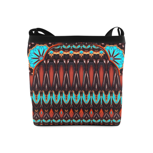 K172 Wood and Turquoise Abstract Crossbody Bags (Model 1613)