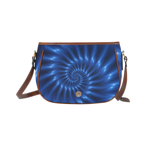 Glossy Blue Spiral Fractal Saddle Bag/Small (Model 1649) Full Customization