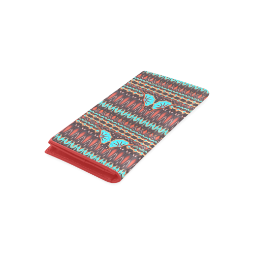 K172 Wood and Turquoise Abstract Pattern Women's Leather Wallet (Model 1611)