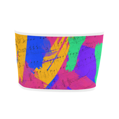 Groovy Paint Brush Strokes with Music Notes Bandeau Top