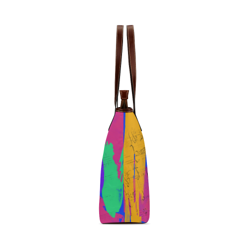 Groovy Paint Brush Strokes with Music Notes Shoulder Tote Bag (Model 1646)