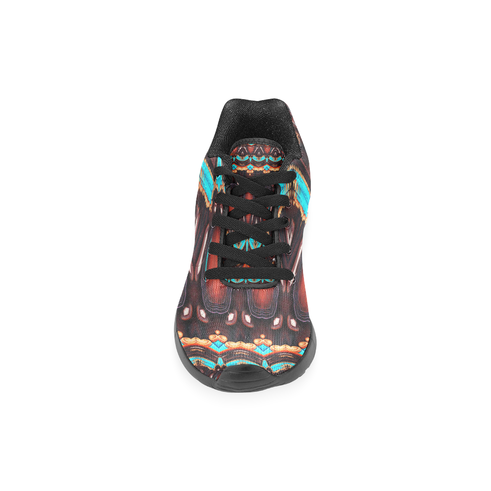 K172 Wood and Turquoise Abstract Men’s Running Shoes (Model 020)