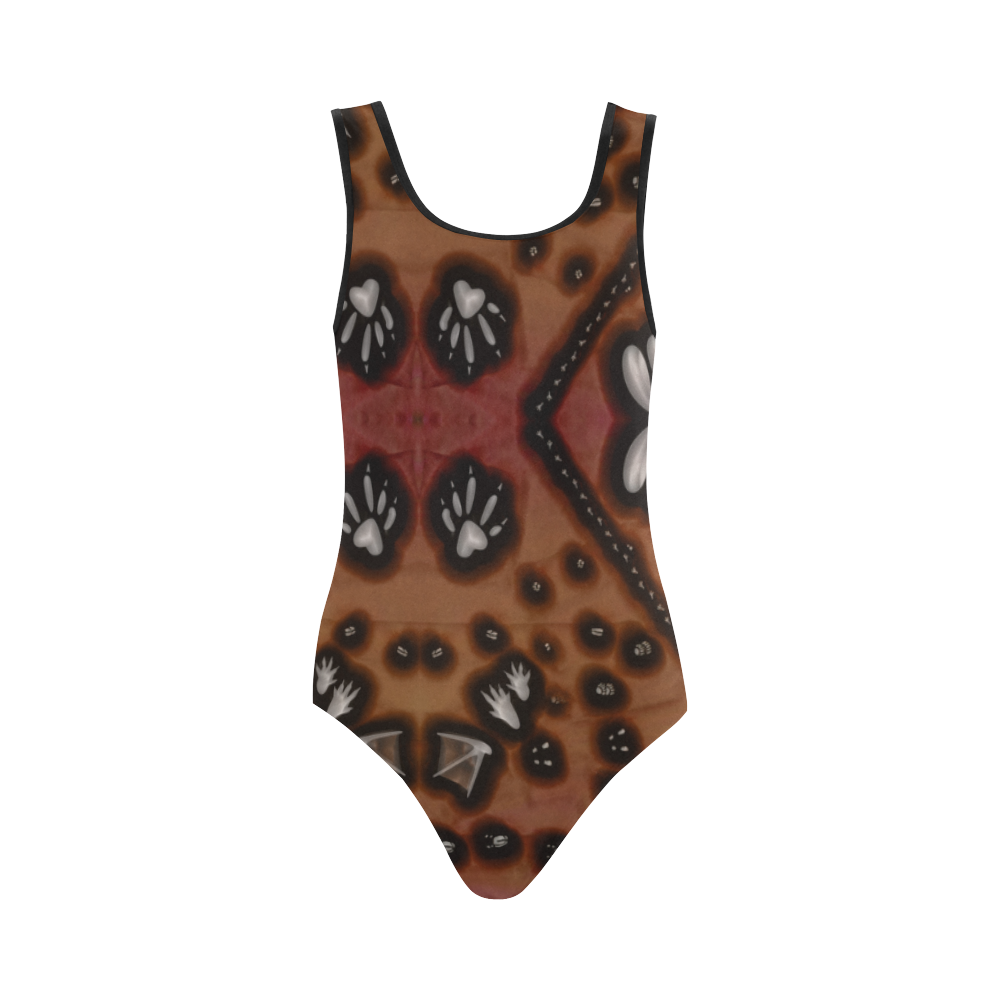 Footprints from several animals Vest One Piece Swimsuit (Model S04)