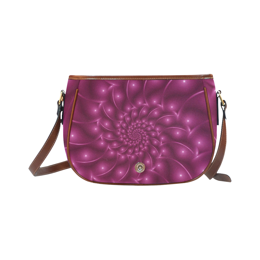 Glossy Berry Purple Fractal Spiral Saddle Bag/Small (Model 1649) Full Customization