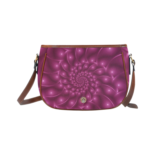 Glossy Berry Purple Fractal Spiral Saddle Bag/Small (Model 1649) Full Customization