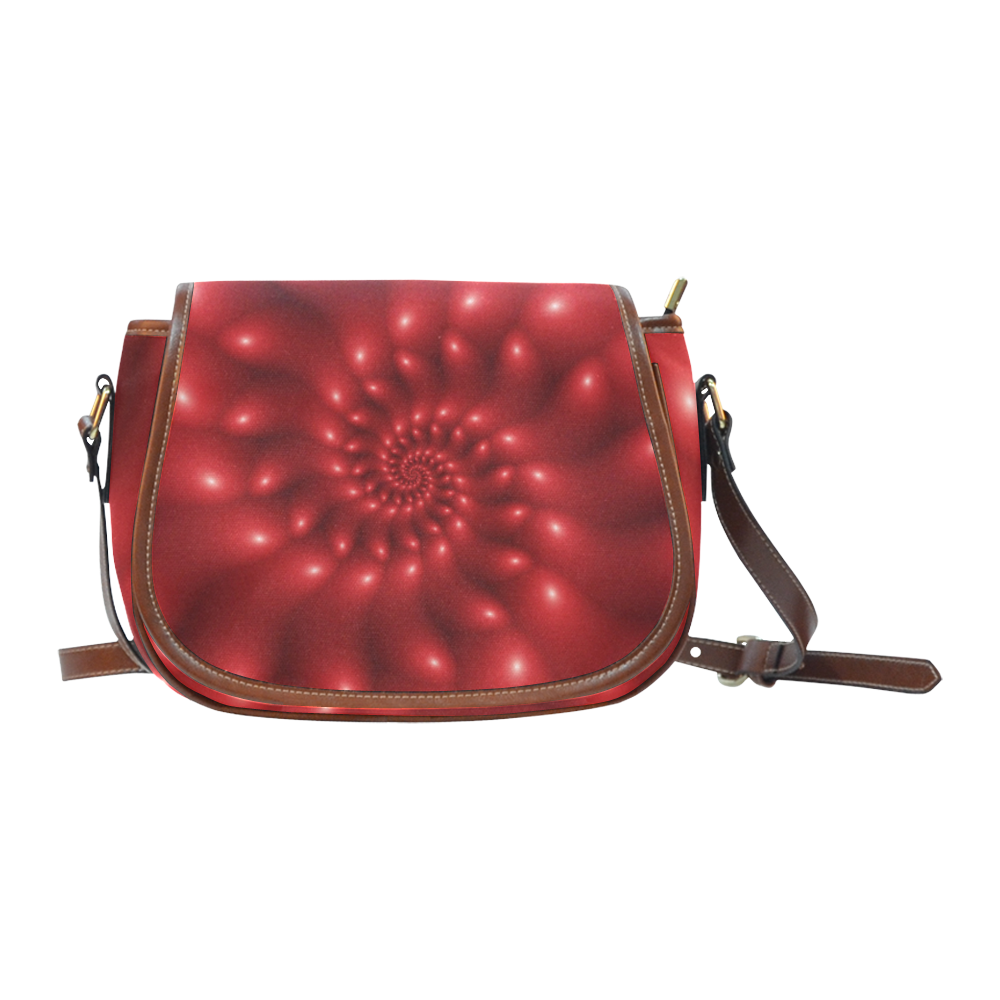 Glossy Red Spiral Fractal Saddle Bag/Small (Model 1649) Full Customization