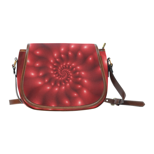Glossy Red Spiral Fractal Saddle Bag/Small (Model 1649) Full Customization