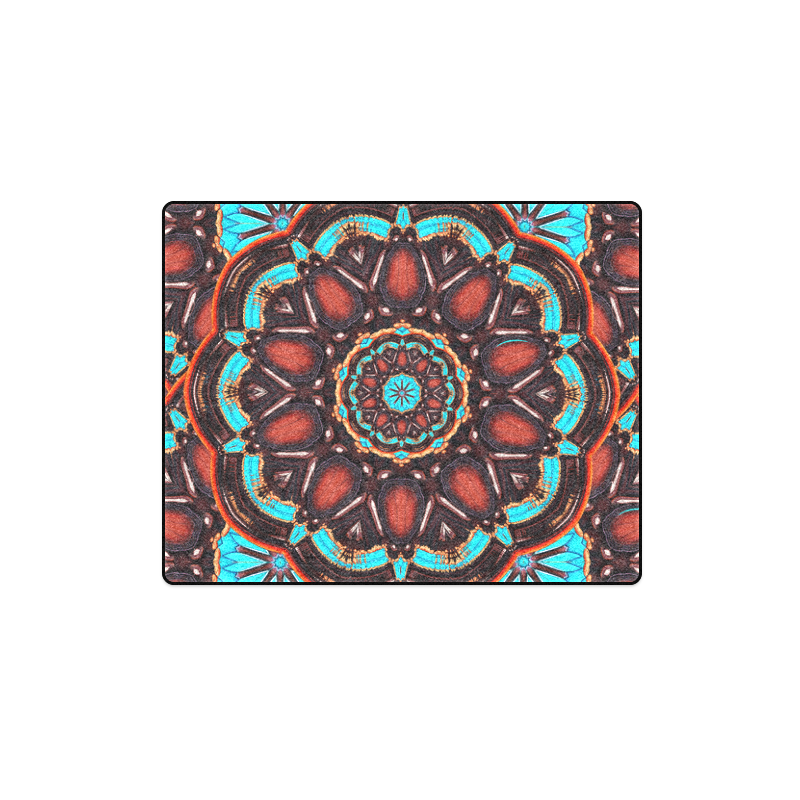 K172 Wood and Turquoise Abstract Blanket 40"x50"