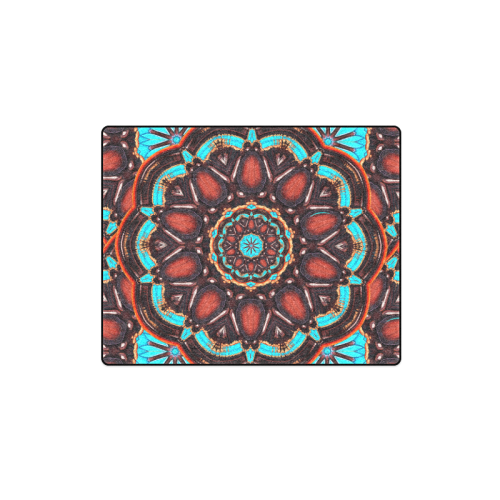 K172 Wood and Turquoise Abstract Blanket 40"x50"