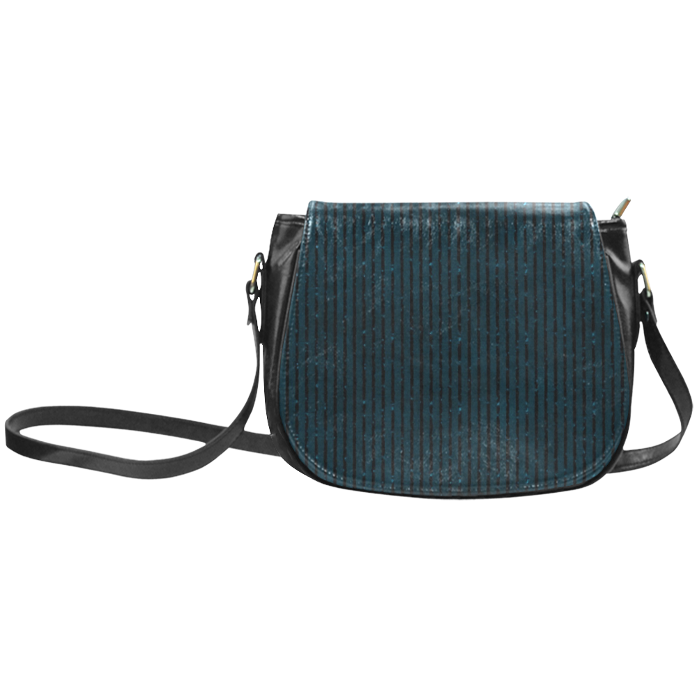 Turquoise Glitter Stripe Classic Saddle Bag/Large (Model 1648)