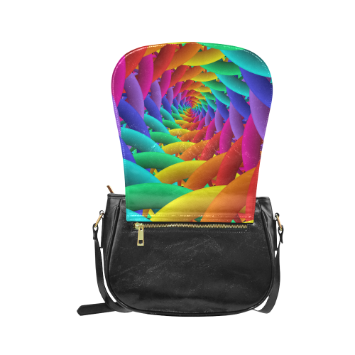 Psychedelic Rainbow Spiral Classic Saddle Bag/Small (Model 1648)