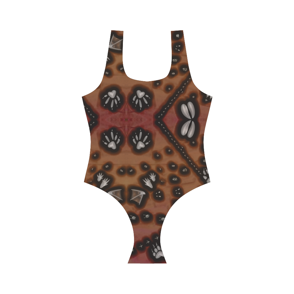 Footprints from several animals Vest One Piece Swimsuit (Model S04)