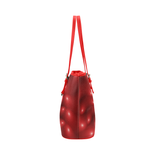 Glossy Red Fractal Spiral Leather Tote Bag/Large (Model 1651)