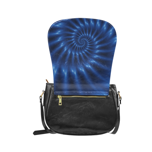 Glossy Blue Spiral Fractal Classic Saddle Bag/Small (Model 1648)