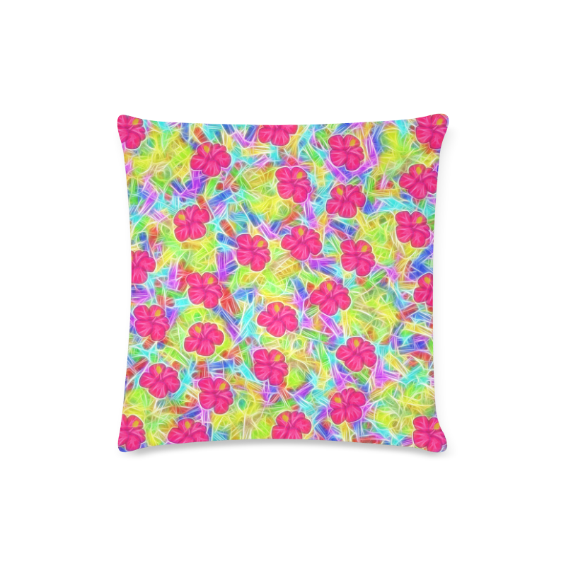 Pretty Pink Hawaiian Flowers Pattern Custom Zippered Pillow Case 16"x16"(Twin Sides)