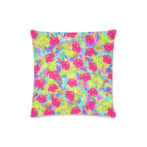 Pretty Pink Hawaiian Flowers Pattern Custom Zippered Pillow Case 16"x16"(Twin Sides)