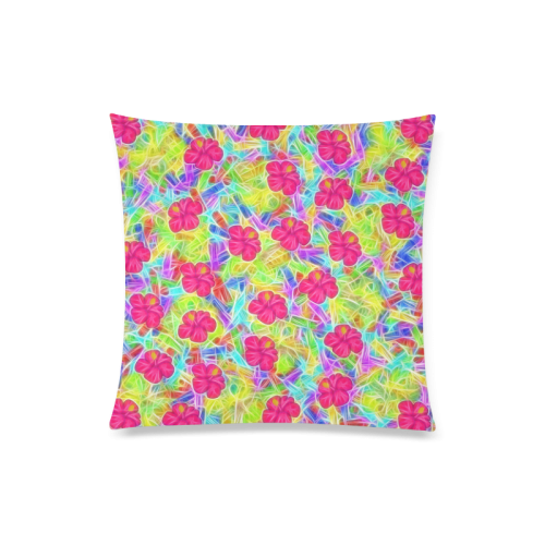 Pretty Pink Hawaiian Flowers Pattern Custom Zippered Pillow Case 20"x20"(Twin Sides)