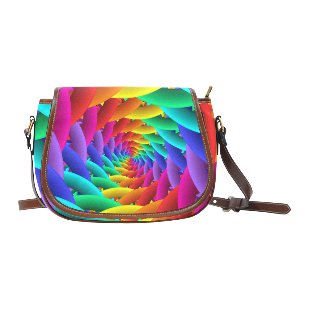 Psychedelic Rainbow Spiral Saddle Bag/Small (Model 1649) Full Customization