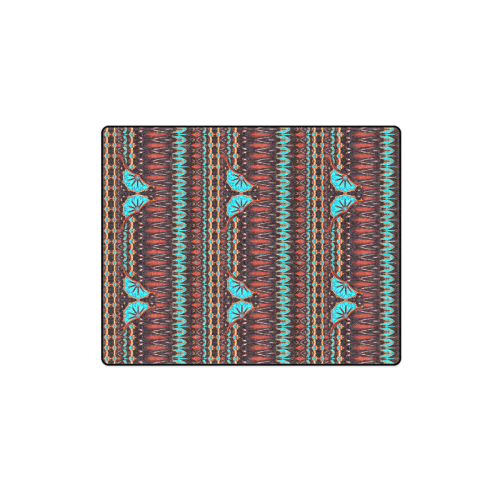 K172 Wood and Turquoise Abstract Pattern Blanket 40"x50"