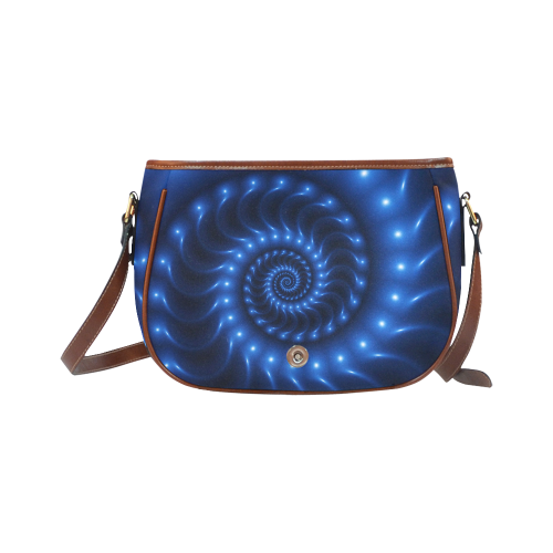 Glossy Blue Fractal Spiral Saddle Bag/Small (Model 1649) Full Customization