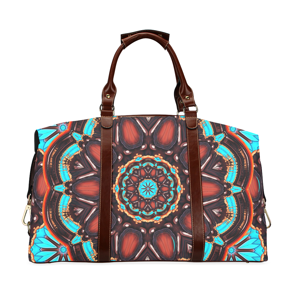 K172 Wood and Turquoise Abstract Classic Travel Bag (Model 1643)