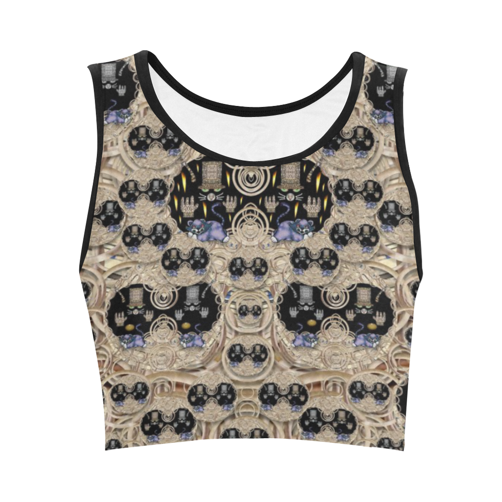 big cats and kittens in the night Women's Crop Top (Model T42)